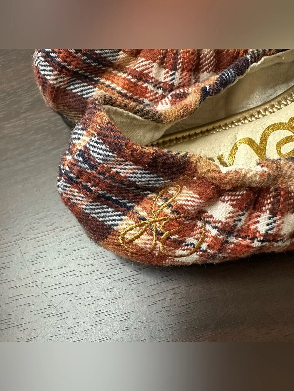 Sam Edelman Plaid Bow Mary Jane Felicity Slip-On Flat Round Toe Shoes Girl 2 New